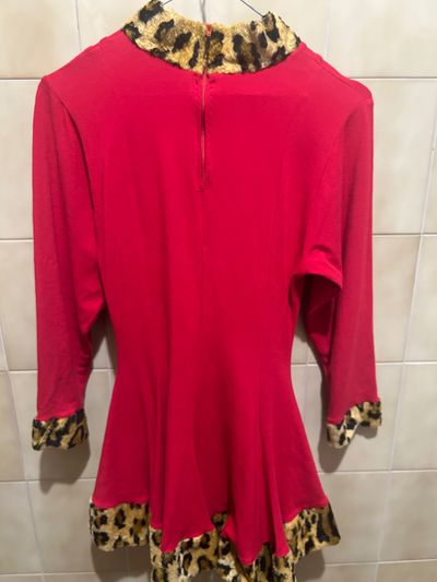 Red Dress With Leopard Print Trim