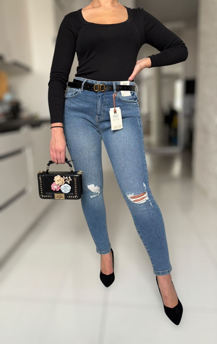 Ripped Blue Skinny Jeans, image 1