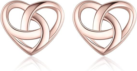 925 Sterling Silver Heart Knot Stud Earrings