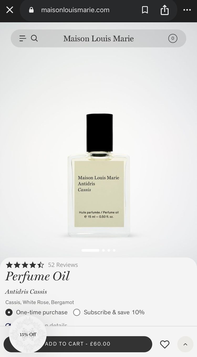 Maison Louis Marie Antidris Cassis Perfume Oil