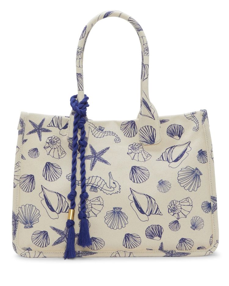 Canvas Tote Bag With Seashell Print image 1