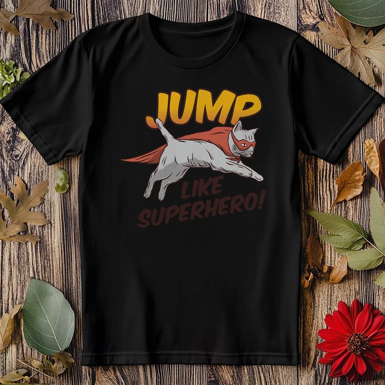 Jump Like A Superhero Cat T-shirt 3