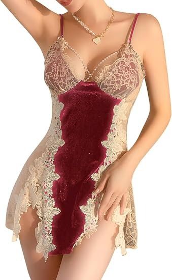 Immagine di Lace And Velvet Nightdress With Robe 2