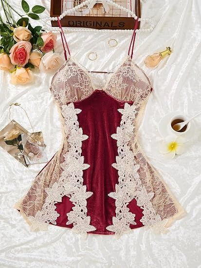 Lace And Velvet Nightdress With Robe image 1