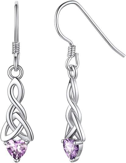 Knot Sterling Silver Celtic Knot Earrings With Heart Gemstone product image