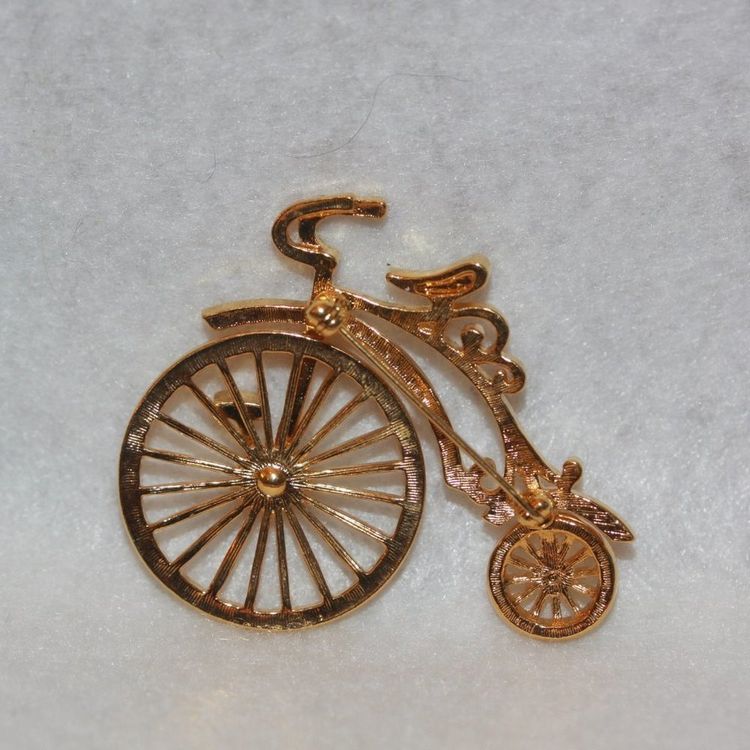 Gold-Tone Bicycle Brooch Pin image 1