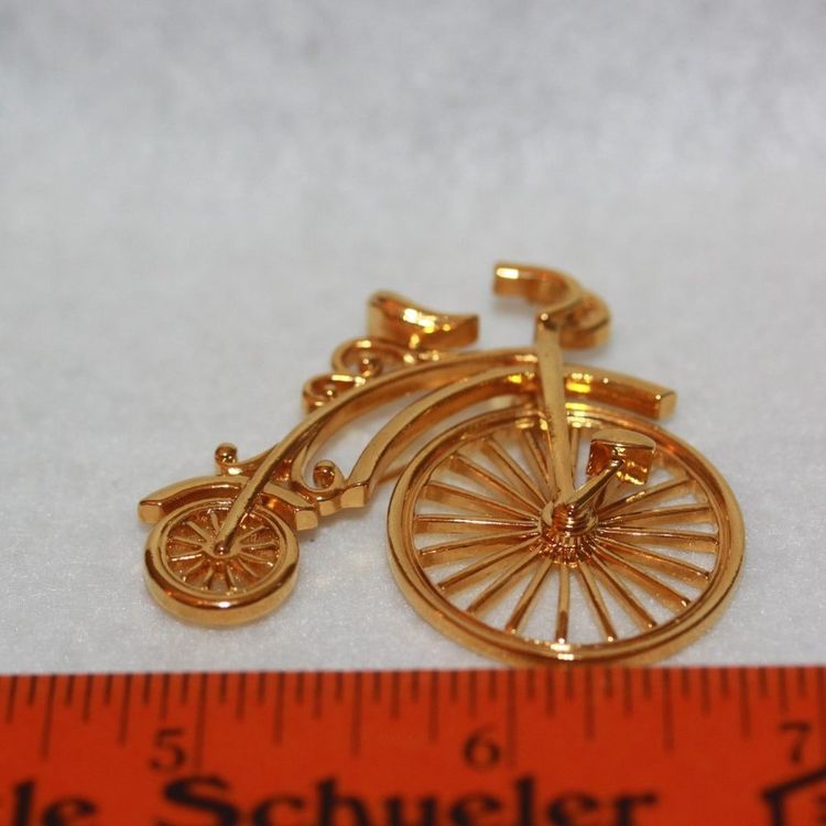 Gold-Tone Bicycle Brooch Pin image 2