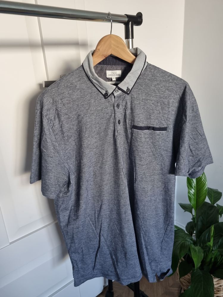 Grey Polo Shirt With Contrast Collar And Pocket image 1