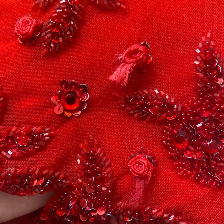 Red beaded top, super pretty with triangle hem.  image 3