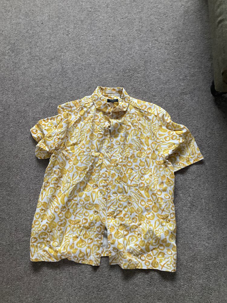 Yellow Patterned Short Sleeve Shirt