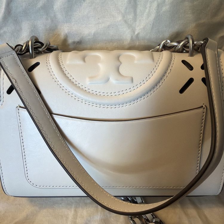 Tory Burch Fleming Diamond Perf Leather Convertible Shoulder Bag Cream BNRRP£615 image 3