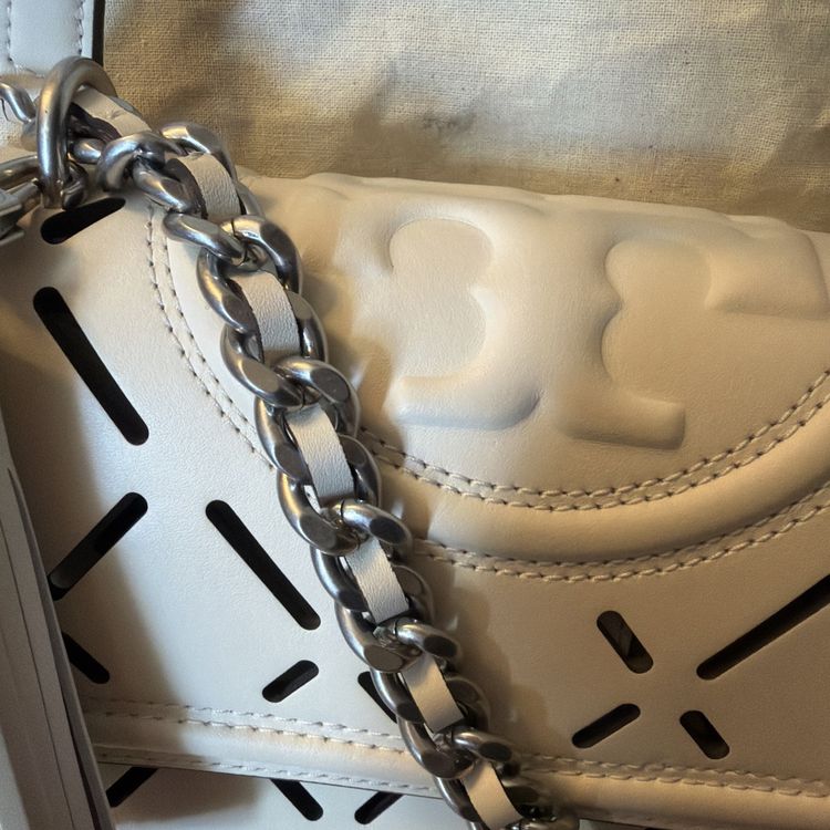 Tory Burch Fleming Diamond Perf Leather Convertible Shoulder Bag Cream BNRRP£615 image 2
