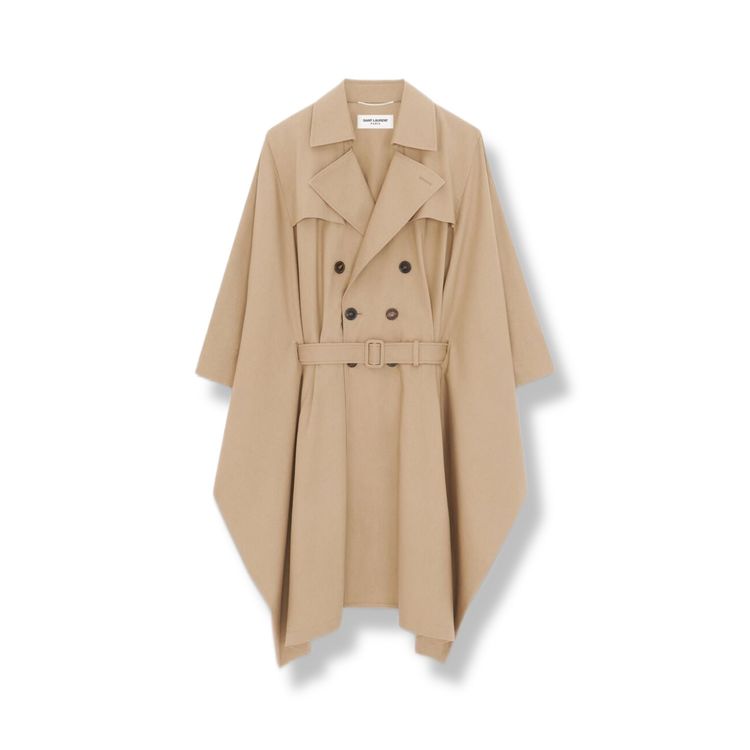 Saint Laurent Paris Runway Beige Kaftan Double Breasted Trench Coat image 1