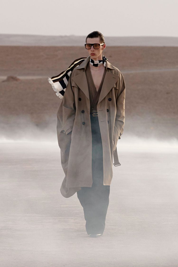 Saint Laurent Paris Runway Beige Kaftan Double Breasted Trench Coat image 5