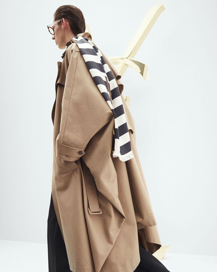 Saint Laurent Paris Runway Beige Kaftan Double Breasted Trench Coat image 2