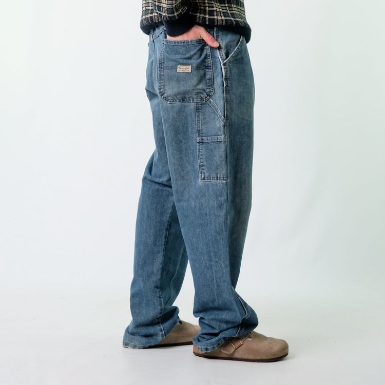 Blue y2ks Wrangler Denim Carpenter Baggy Jeans Pants (38x34) image 3