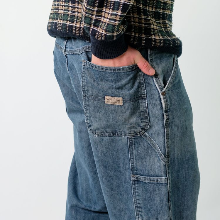 Blue y2ks Wrangler Denim Carpenter Baggy Jeans Pants (38x34) image 5
