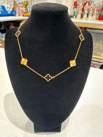 Gold-Tone Necklace With Clover-Shaped Charms
