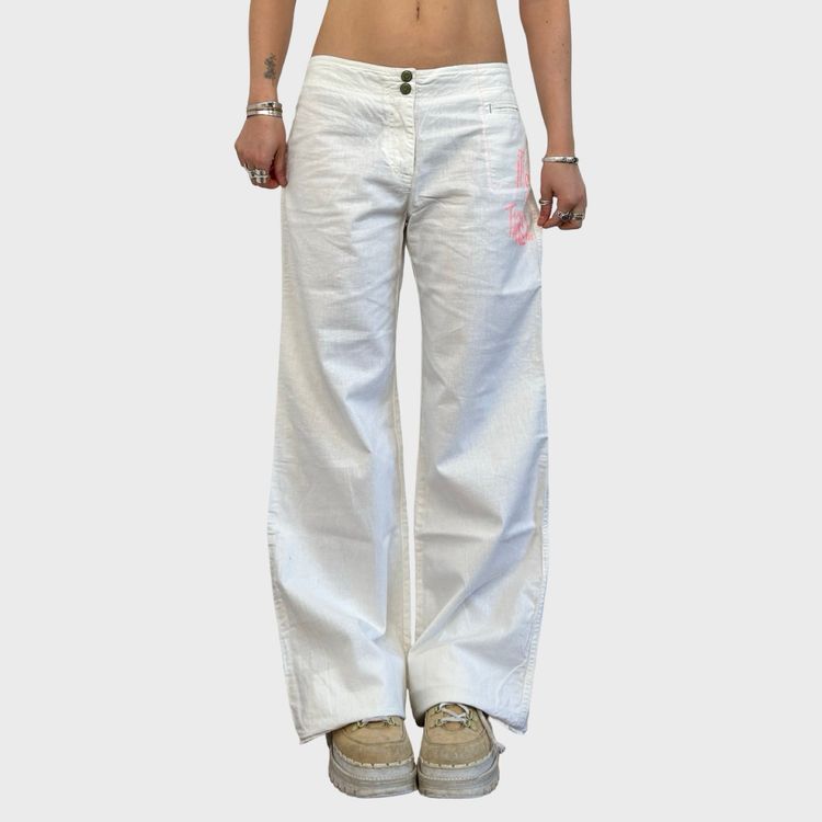 Cop Copine White Linen Wide Leg Trousers - L image 7