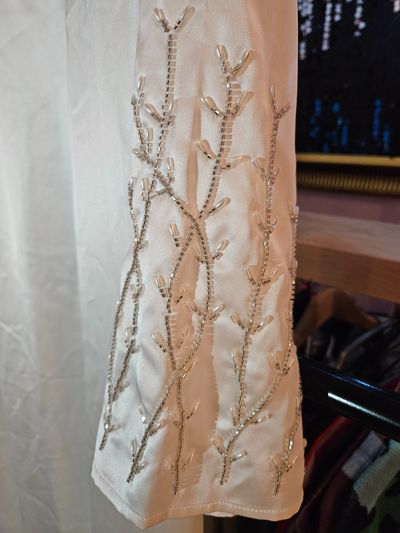 White Satin Robe With Bead Embroidery