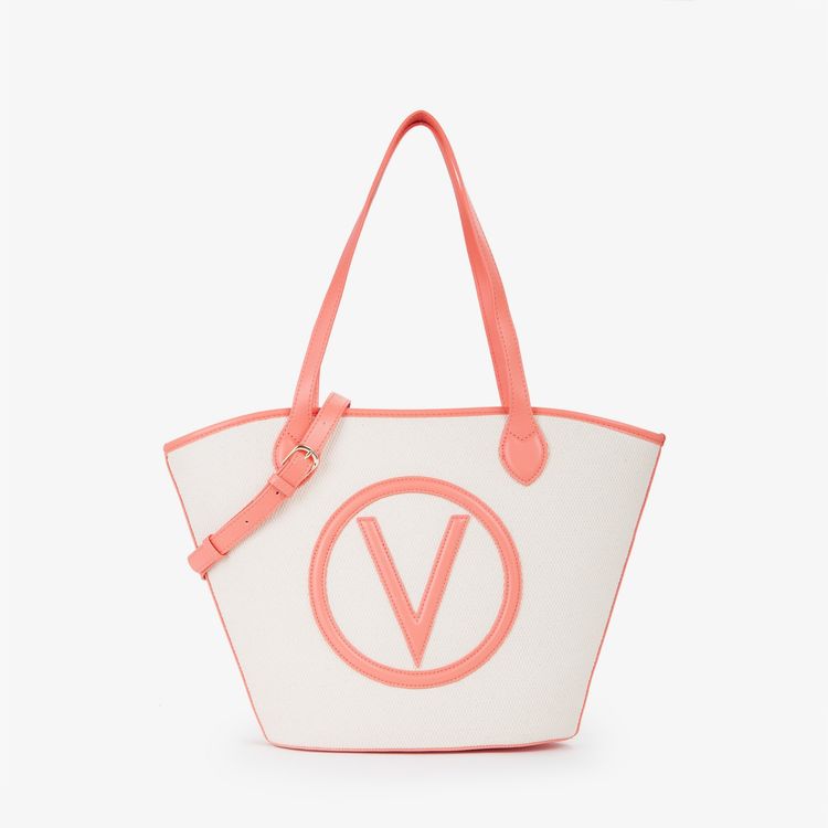 White And Coral Tote Bag With V Logo VBS7QO02CAN F15 image 1