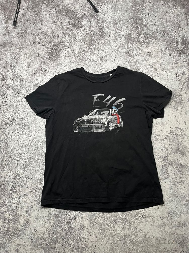 Black Graphic T-Shirt With Car Print