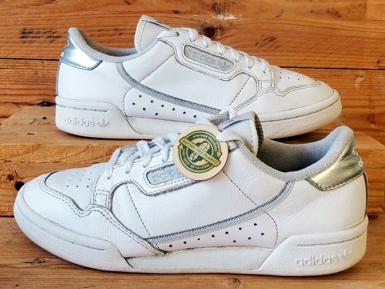 Adidas Continental 80 Low Leather Trainers UK6/US7.5/EU39 EE8925 White/Silver