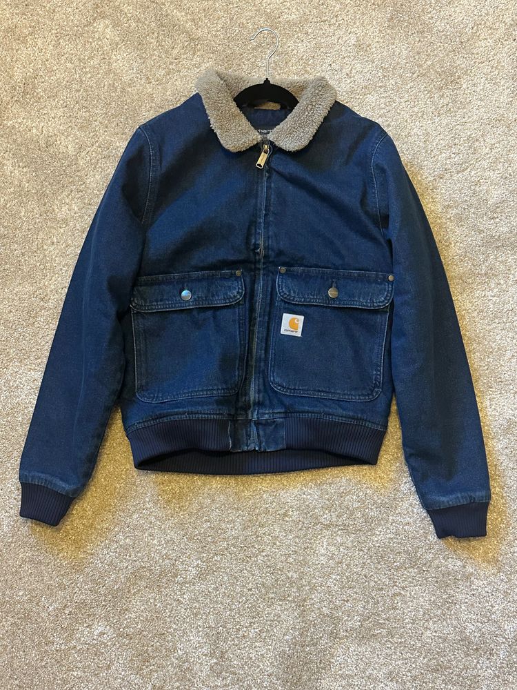 Carhartt Denim Bomber Jacket With Sherpa Collar