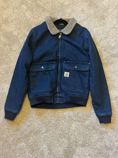 Carhartt Denim Bomber Jacket With Sherpa Collar