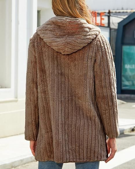 Brown Hooded Zip-Up Fleece Jacket image 4