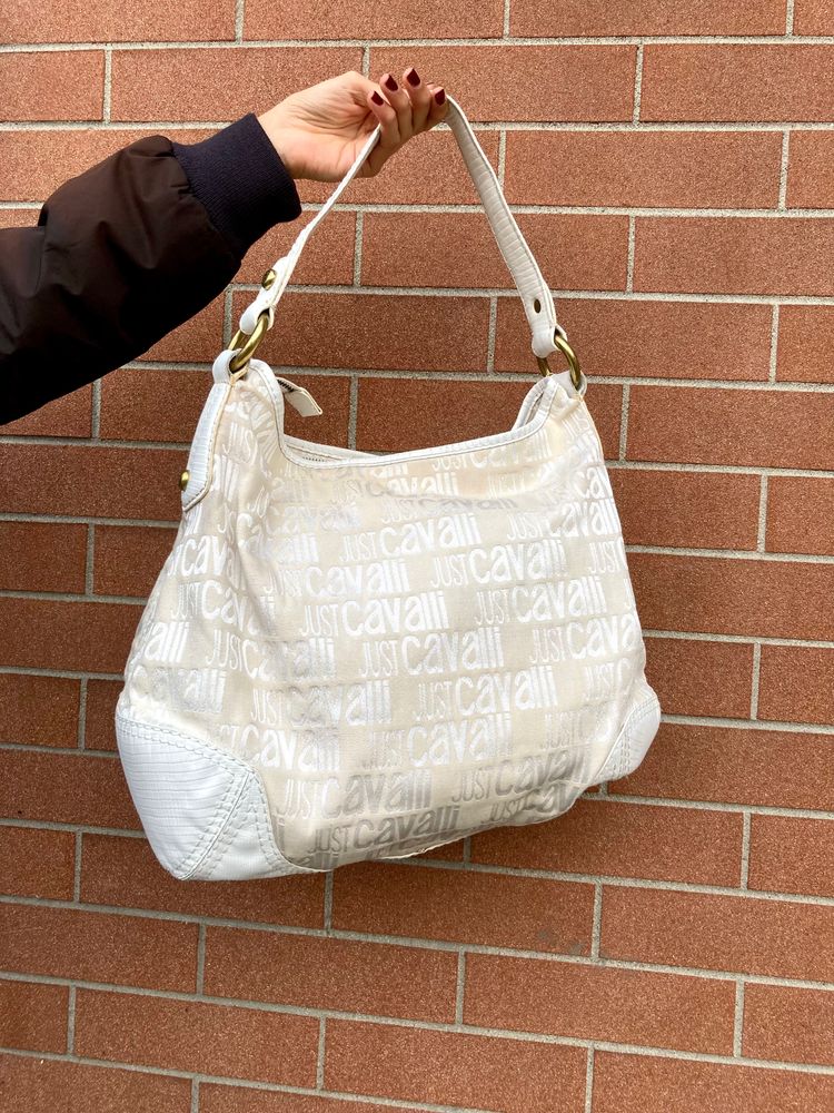 Just Cavalli White Shoulder Bag