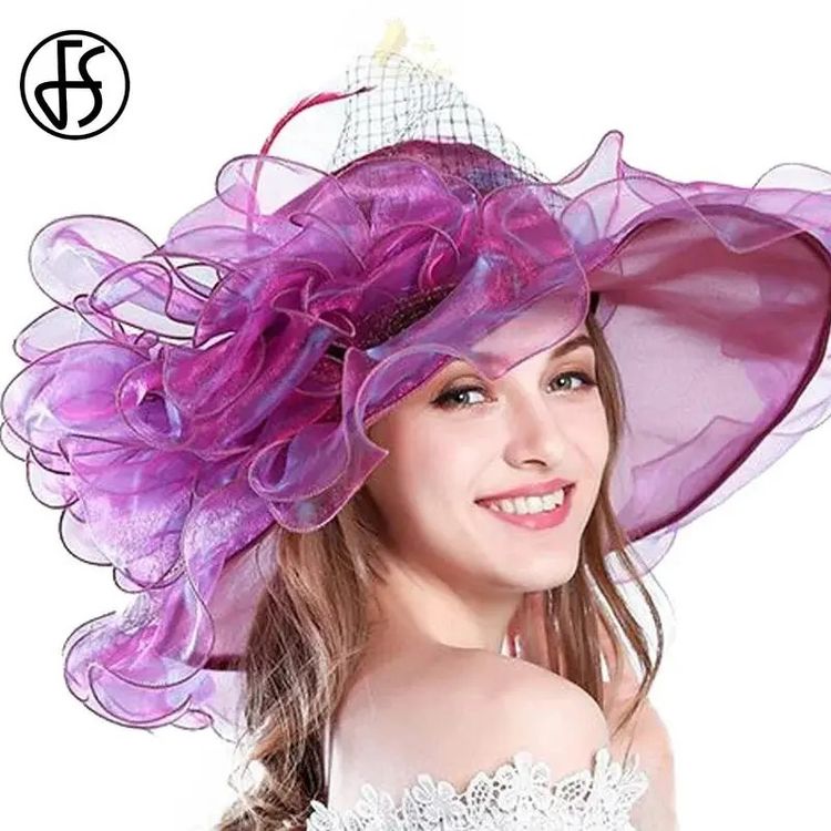 Purple Decorative Wide-Brim Hat obraz 1