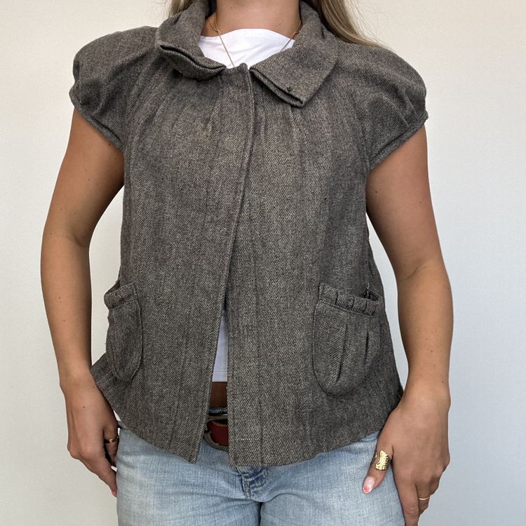 Blend Brown Wool Blend Short Sleeve Jacket product image