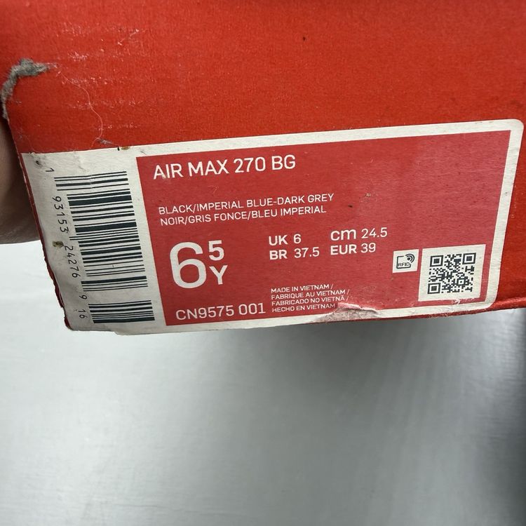 Size 6 - Nike Air Max 270 Black Imperial Blue Dark Grey Trainers CN9575-001 image 2