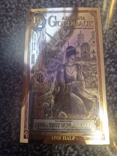 Arizona Goldback 1/2 24k gold Note