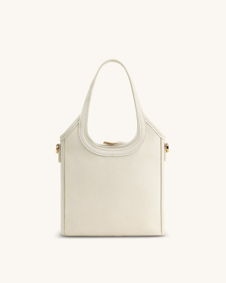 Immagine di White Handbag With Floral Bead Embroidery 2