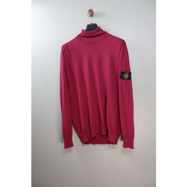 Stone Island Burgundy Roll Neck Knit Jumper