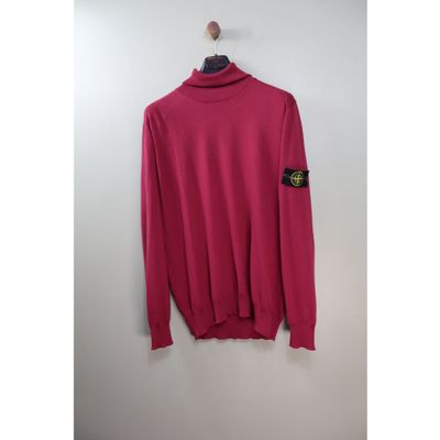 Stone Island Burgundy Roll Neck Knit Jumper