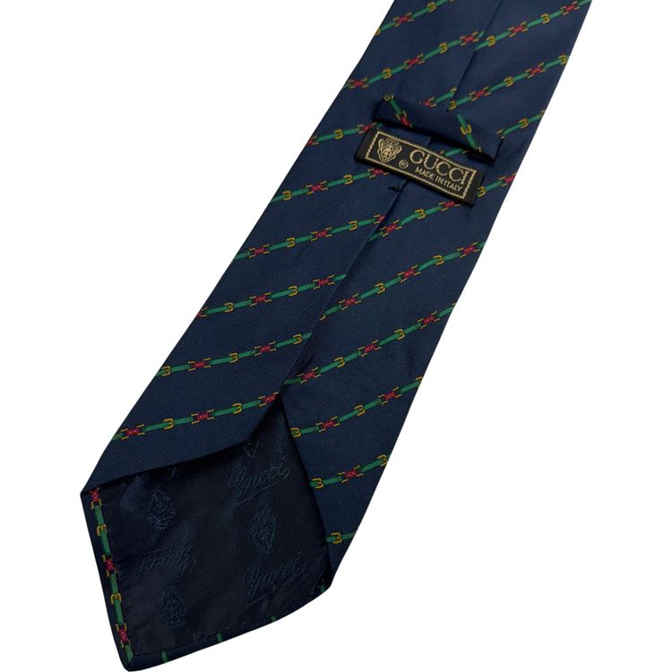 Gucci Striped Pattern Silk Tie Navy 5