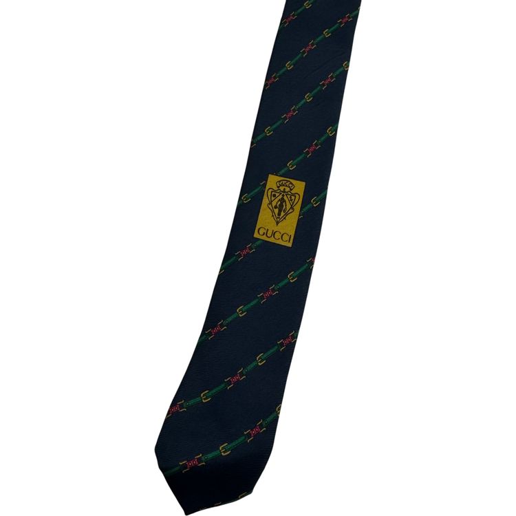 Gucci Striped Pattern Silk Tie Navy 3