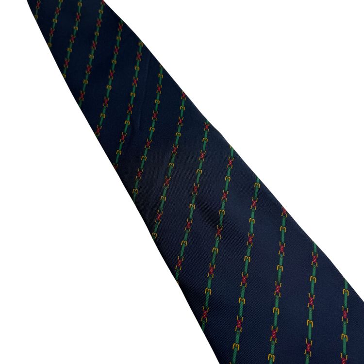 Gucci Striped Pattern Silk Tie Navy 2