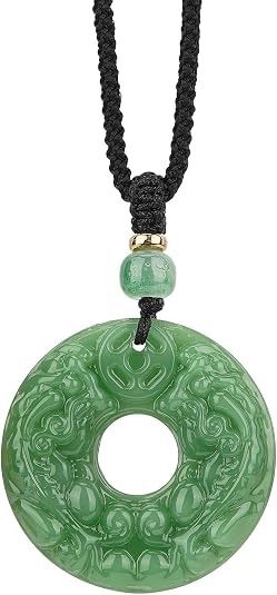 Green Carved Pendant Necklace image 1