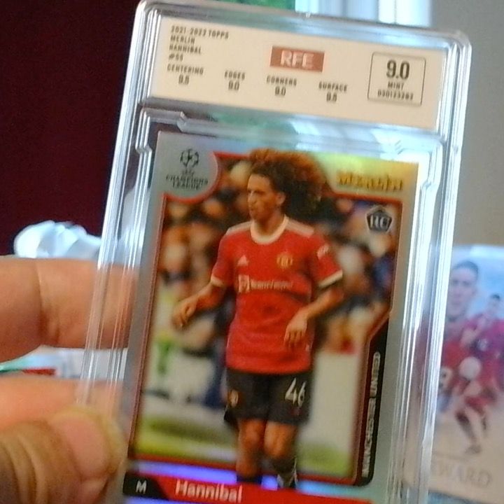 Manchester United F.C. Hannibal Manchester United graded slab mint 9 (ref) merlin (rookie card) imagen del producto