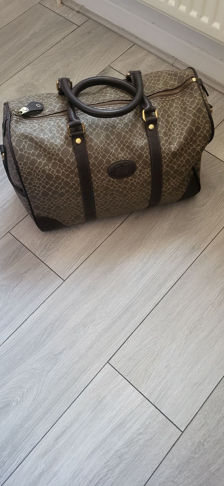 NINA RICCI Brown Patterned Travel Bag