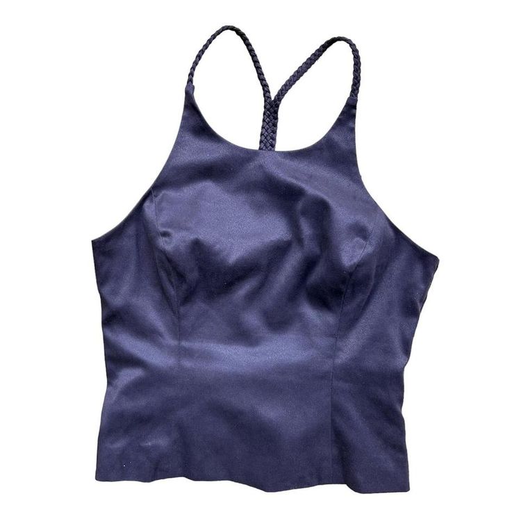 Old tag NEXT corset style halter top with boning, made from a purple/brown suede look fabric image 1