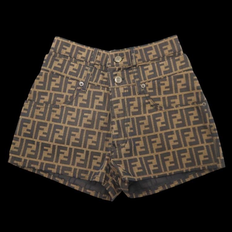 Fendi Zucca Logo Brown Monogram 90s Mini Shorts