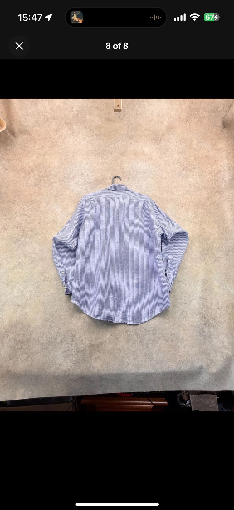 Immagine di Polo Ralph Lauren 100% Linen Shirt Men’s Large Blue White Long Sleeve Custom  3