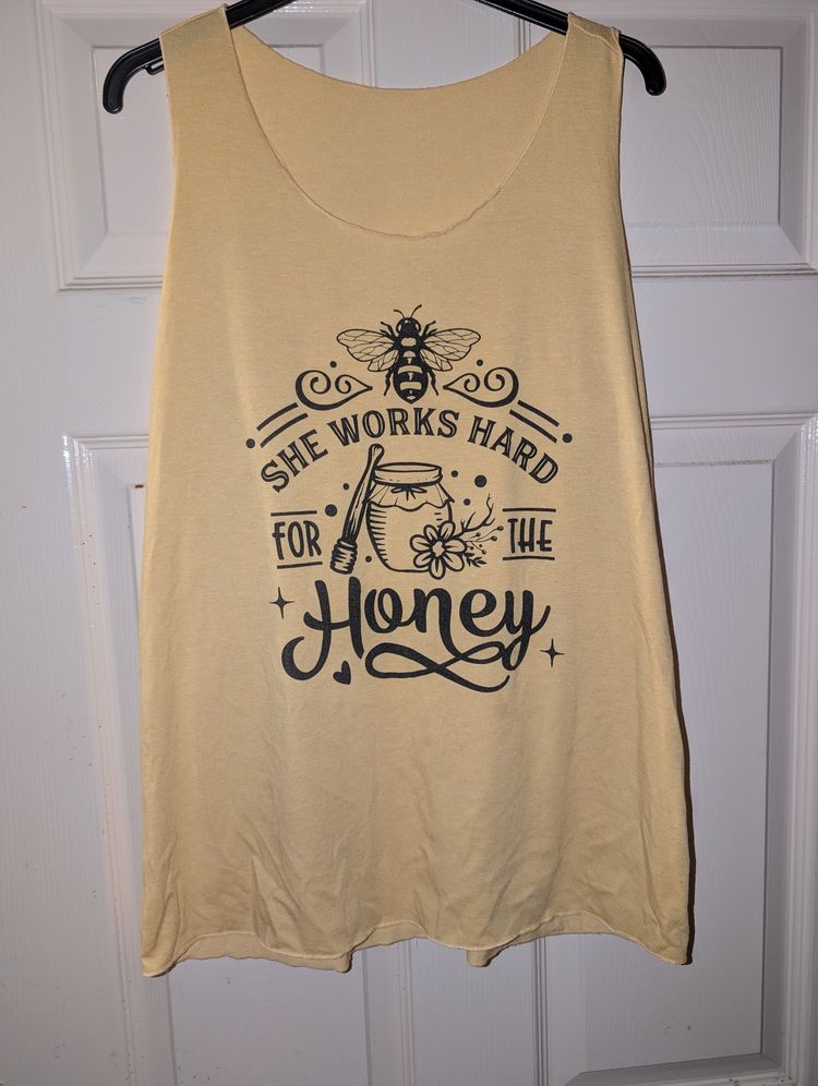 Yellow Sleeveless Top With Honey Bee Graphic