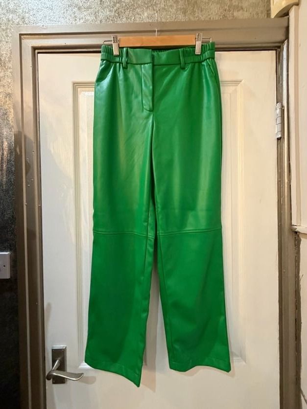 Green Faux Leather Pants