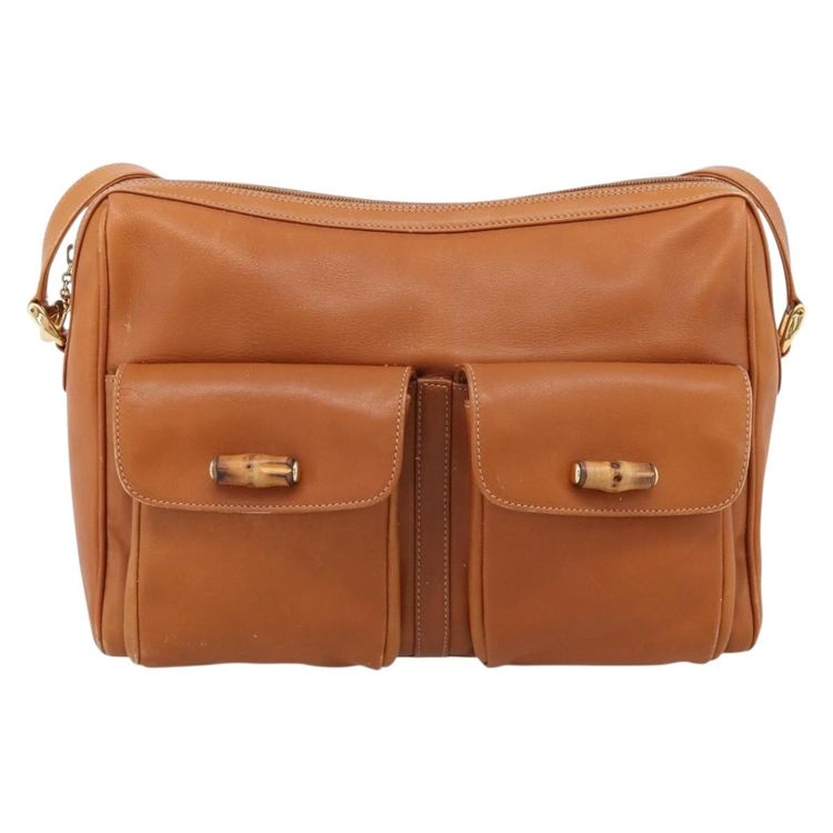 GUCCI Bamboo Shoulder Bag Leather Brown Gold Auth ep16426 - Jerrillo image 2